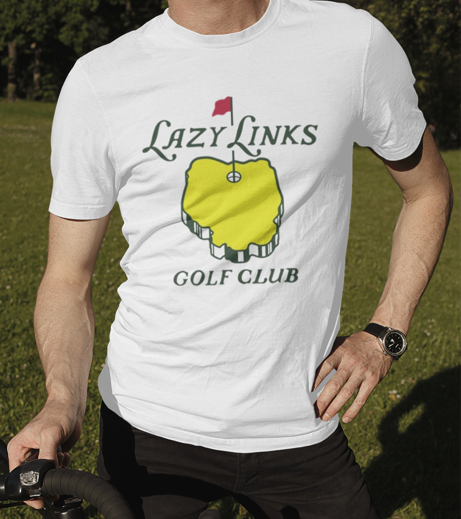 Lazy Links Golf Club Yellow Green Island Flag Green T-Shirt
