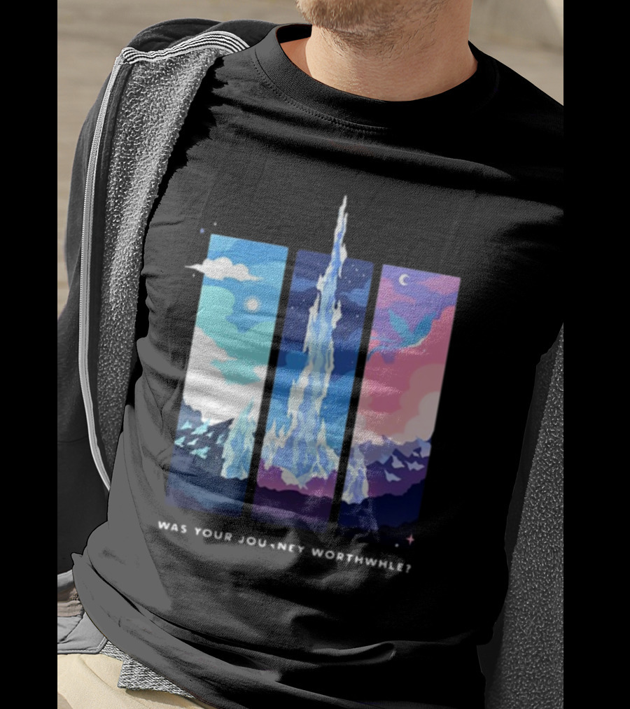 Was Your Journey Worthwhile Cosmic Mountain Sky Triptych T-Shirt