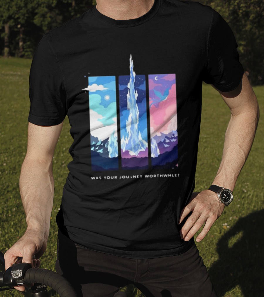 Was Your Journey Worthwhile Cosmic Mountain Sky Triptych T-Shirt