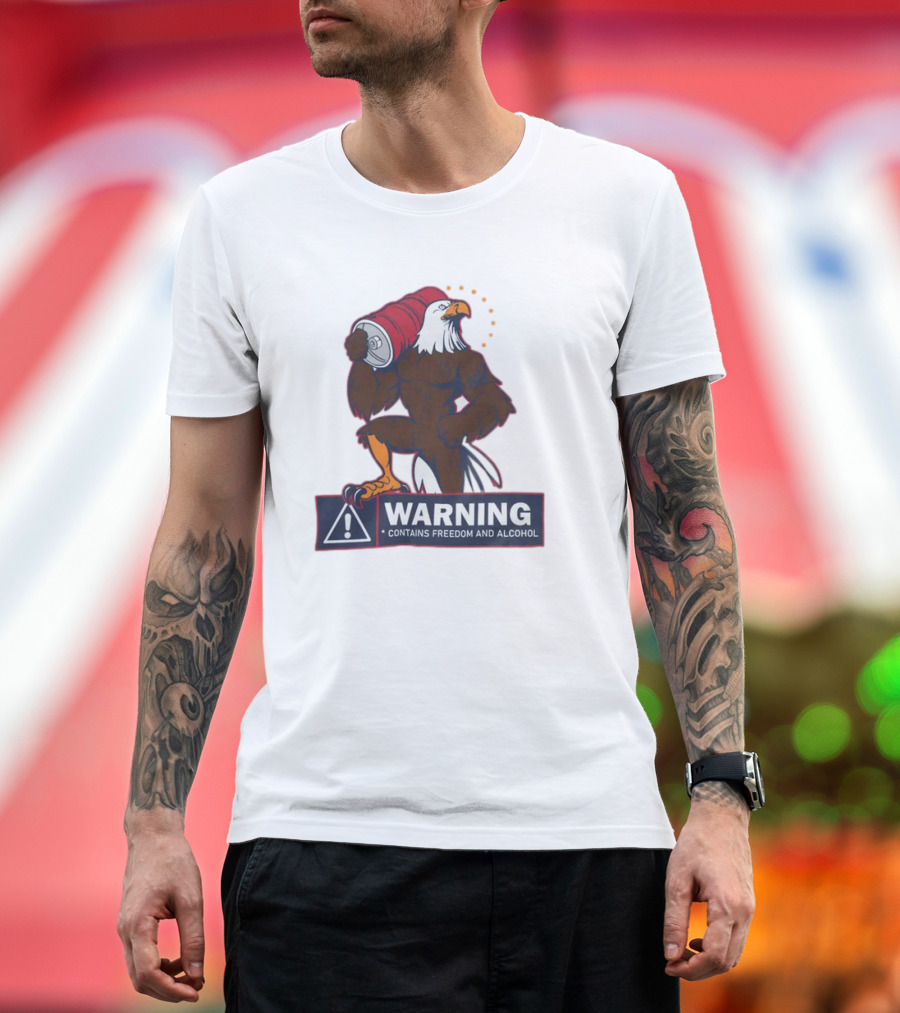 Warning Eagle with Barrel Contains Freedom and Alcohol T-Shirt