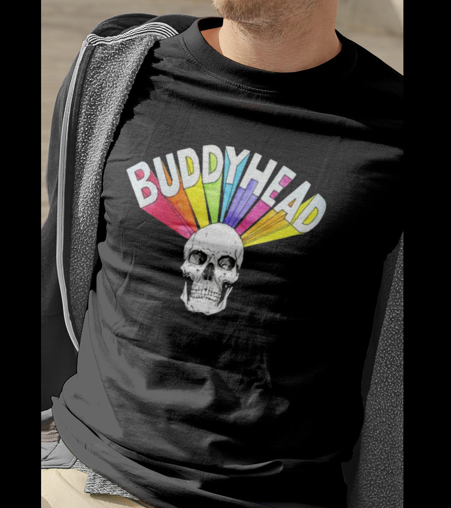 BUDDYHEAD Skull With Rainbow Burst T-Shirt