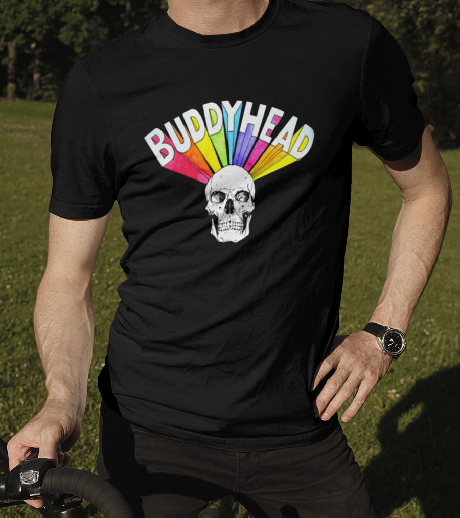 BUDDYHEAD Skull With Rainbow Burst T-Shirt