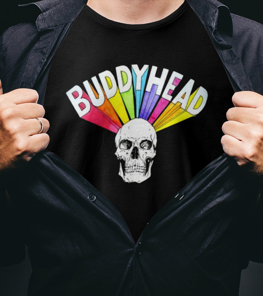 BUDDYHEAD Skull With Rainbow Burst T-Shirt