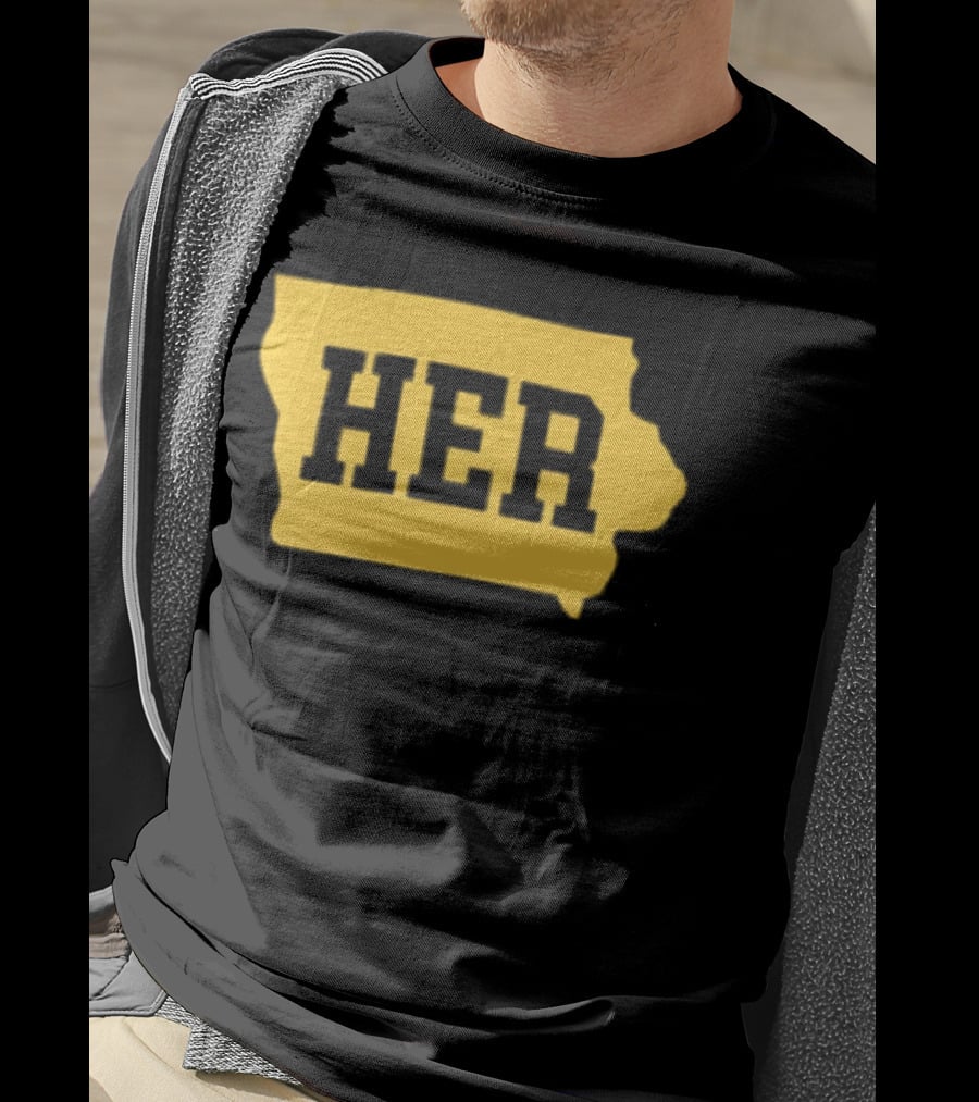 Iowa Her Gold State Outline T-Shirt