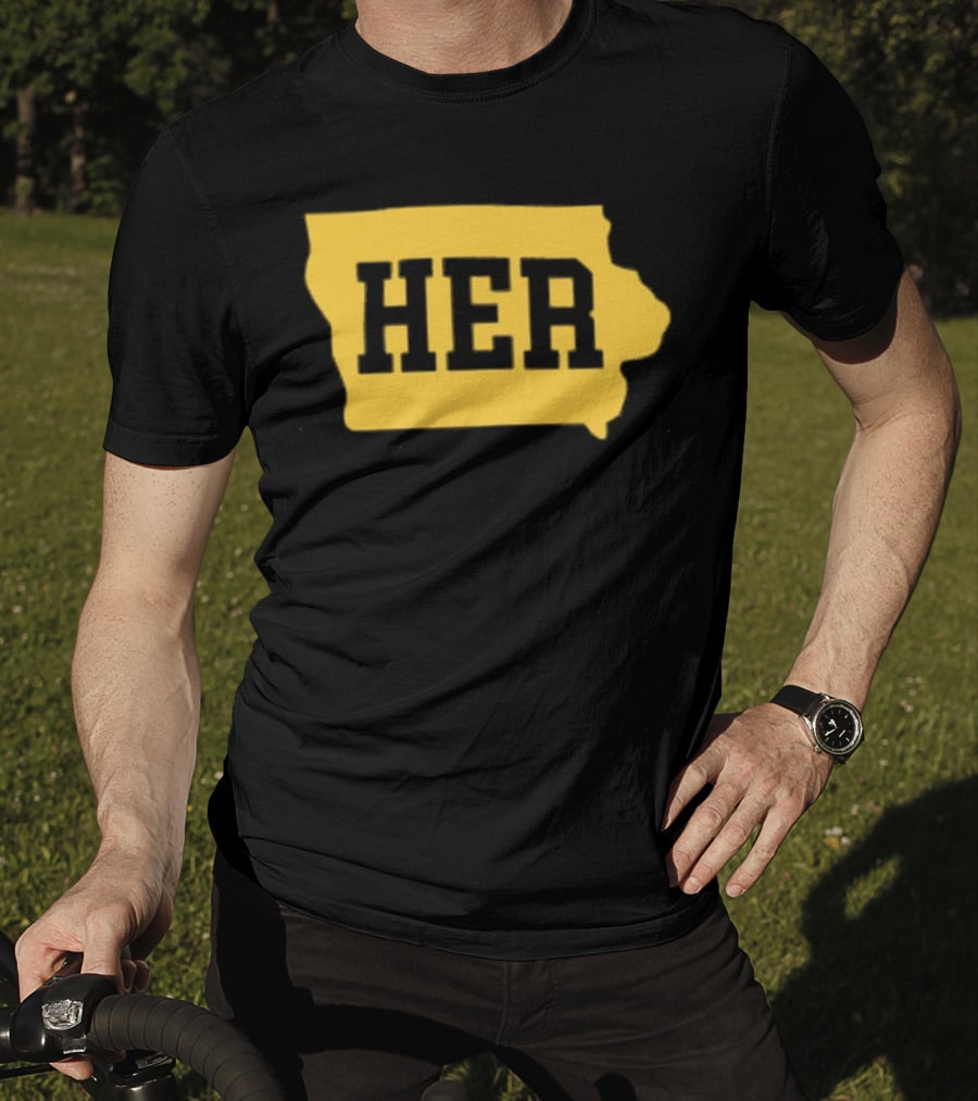 Iowa Her Gold State Outline T-Shirt