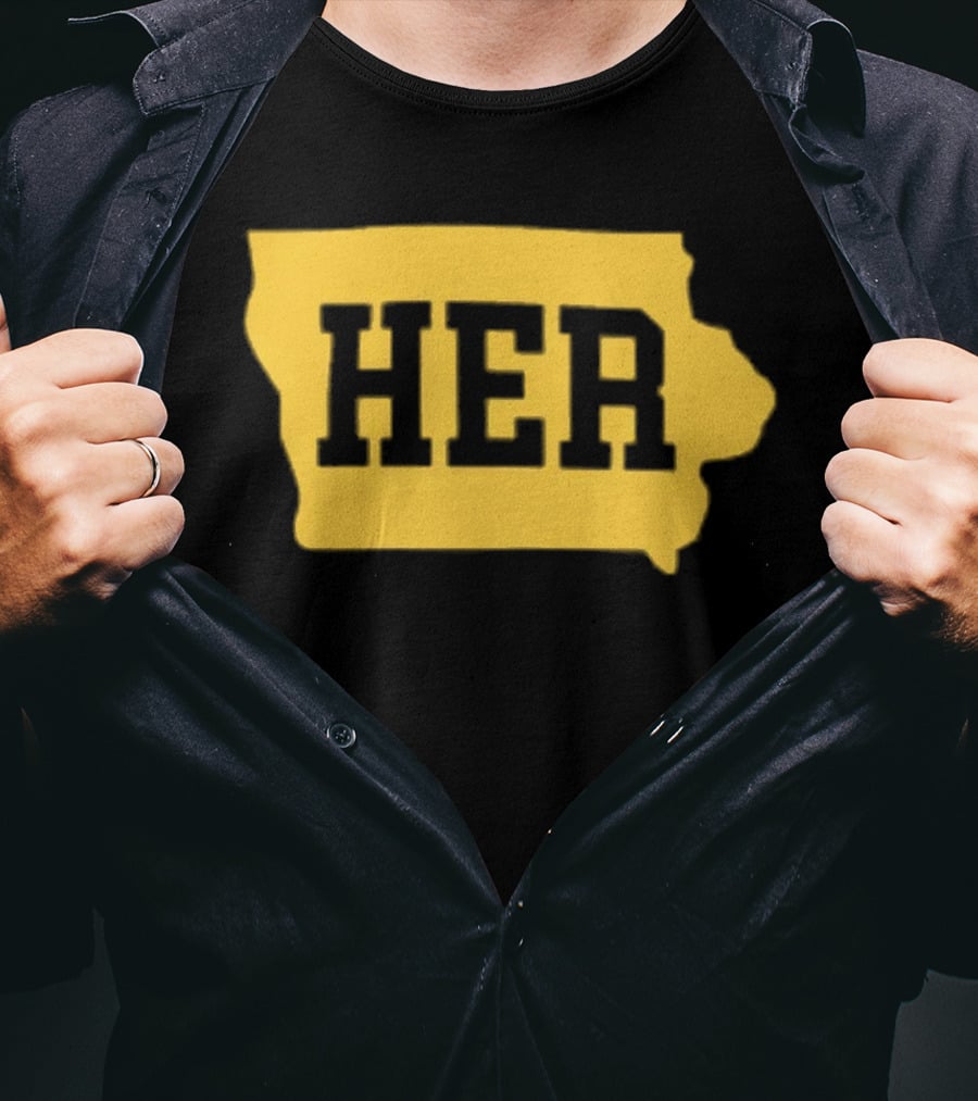 Iowa Her Gold State Outline T-Shirt
