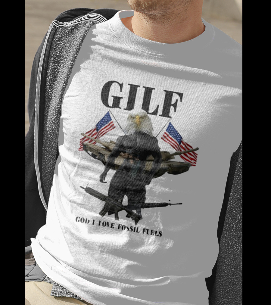 GILF God I Love Fossil Fuels Bald Eagle With Guns And American Flags T-Shirt