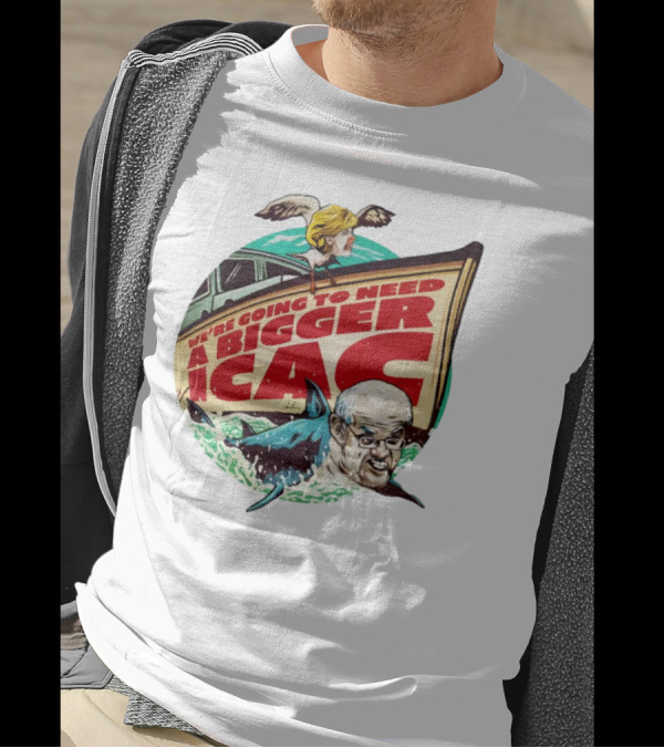 We're Going To Need A Bigger ICAC Satirical Political Boat Scene With Shark And Person T-Shirt