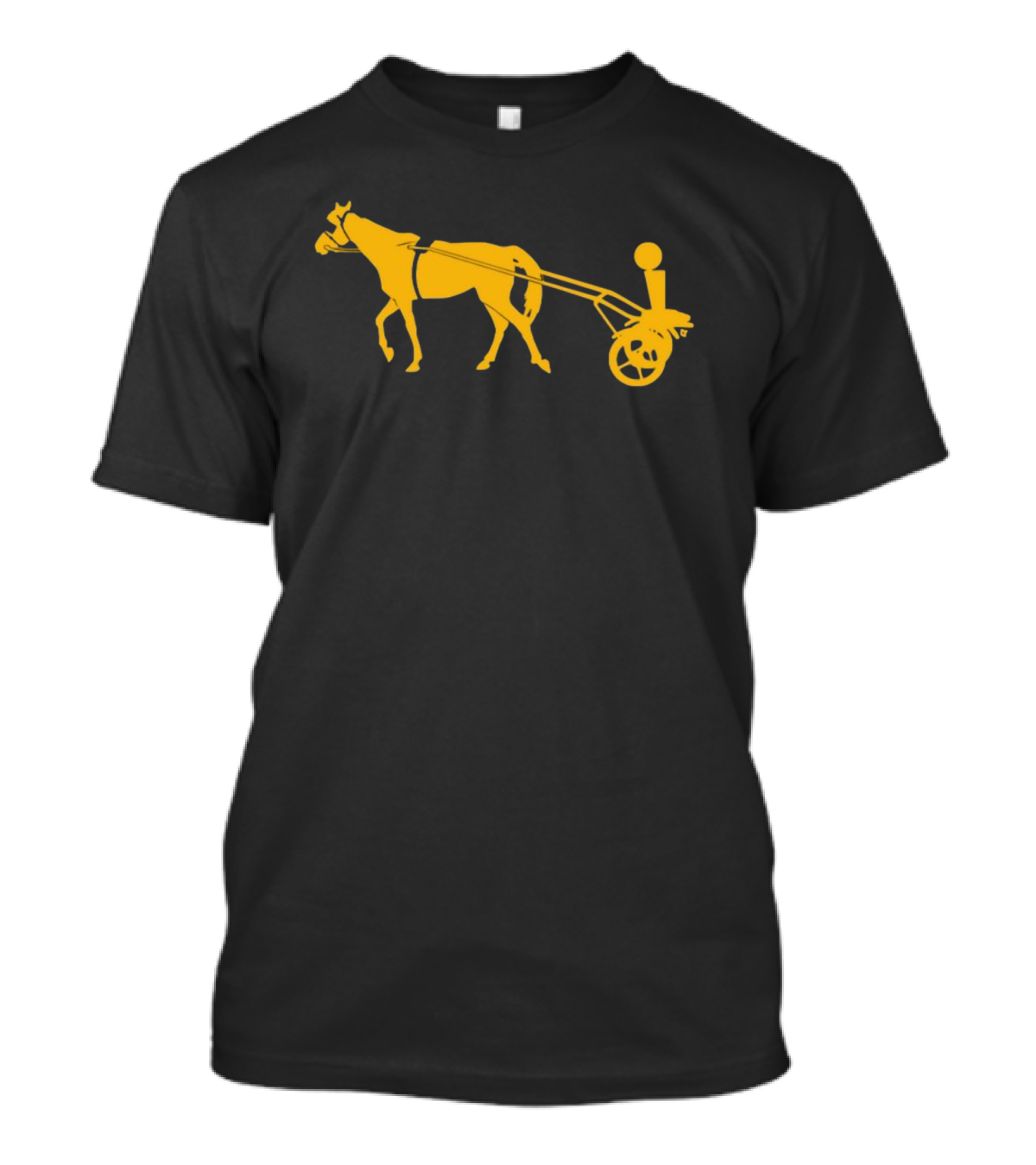 Horse Cart Silhouette With Rider In Yellow T-Shirt
