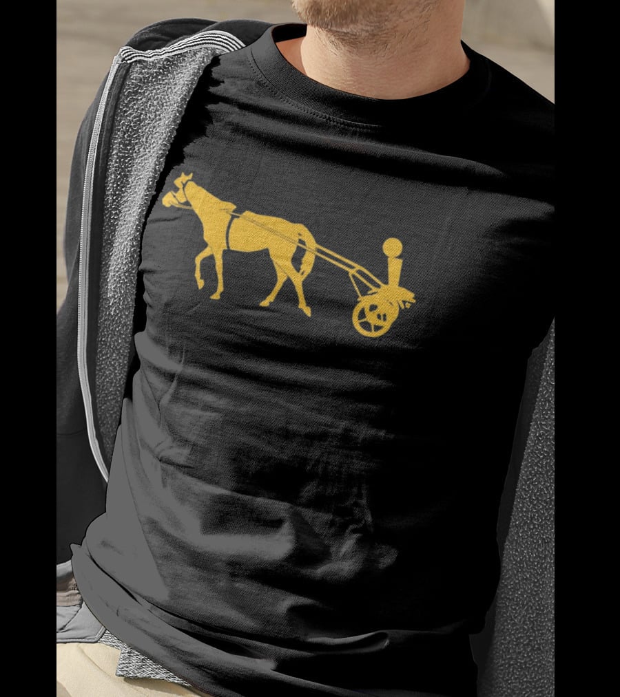 Horse Cart Silhouette With Rider In Yellow T-Shirt