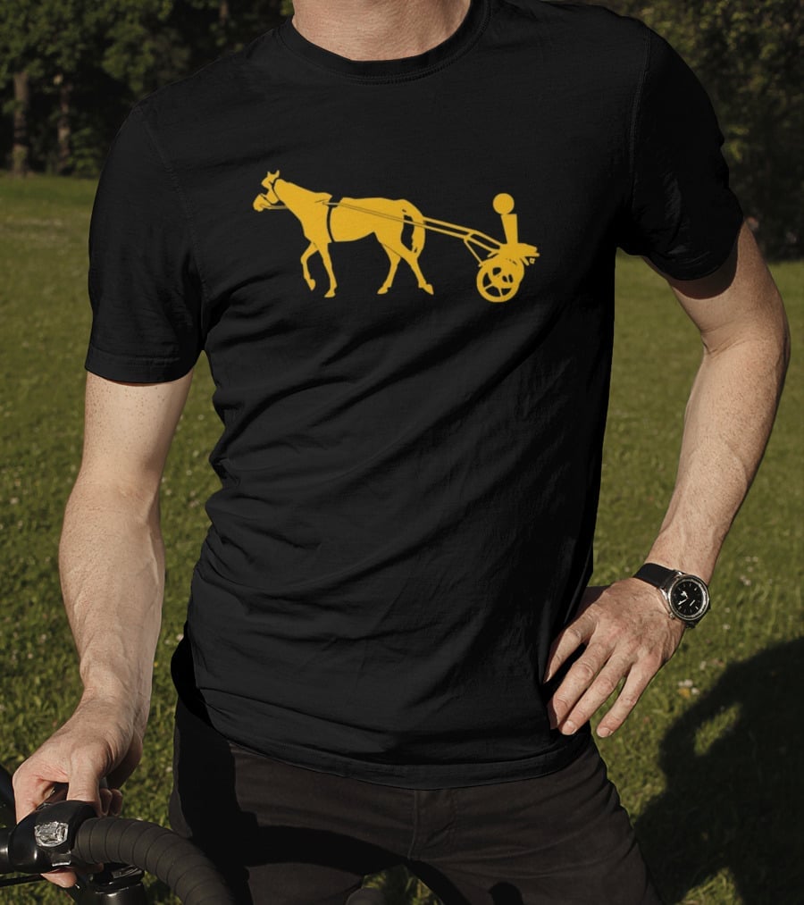Horse Cart Silhouette With Rider In Yellow T-Shirt