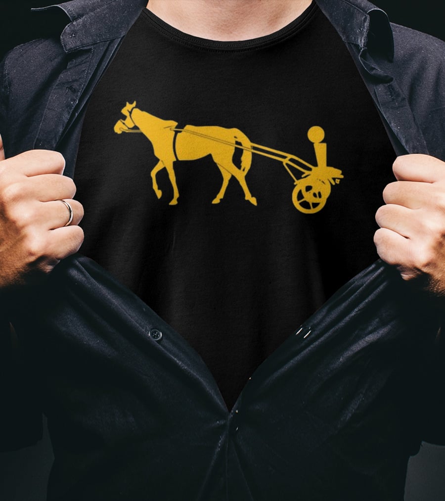 Horse Cart Silhouette With Rider In Yellow T-Shirt