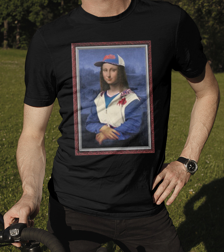 Mona Lisa With Buffalo Sports Cap And Jacket T-Shirt