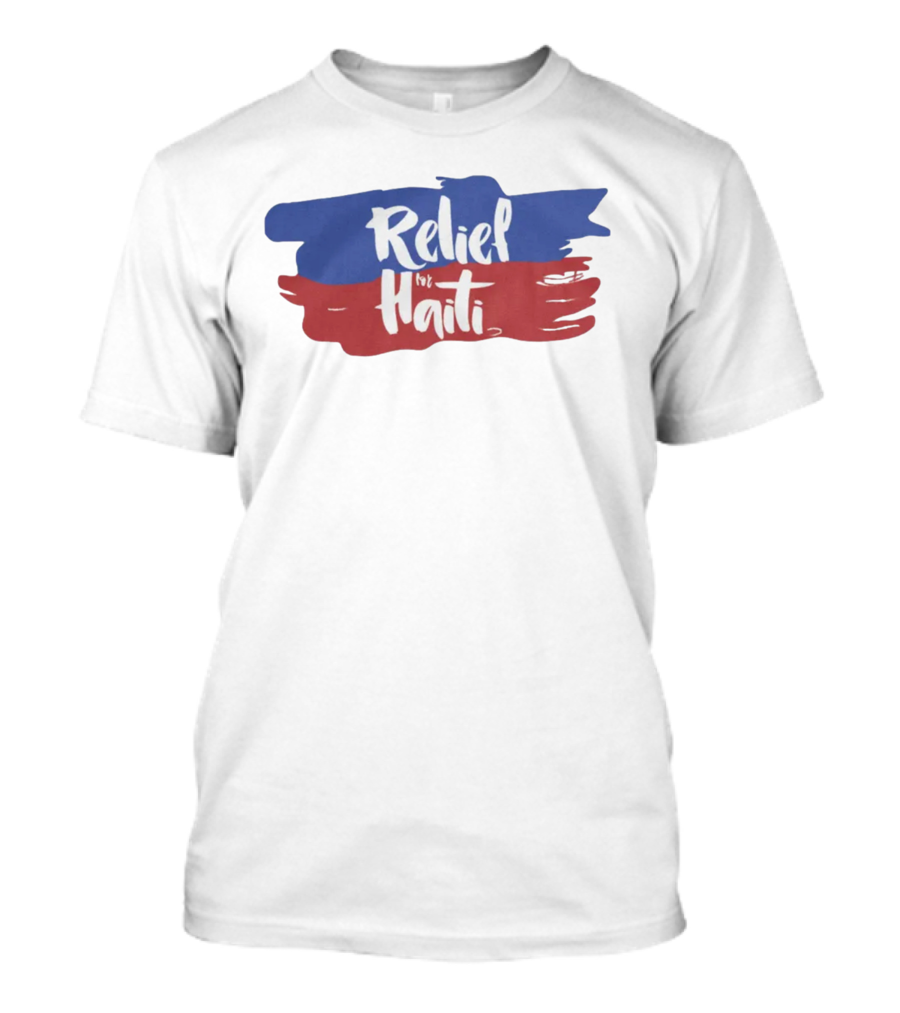Relief For Haiti Blue And Red Brush Stroke T-Shirt