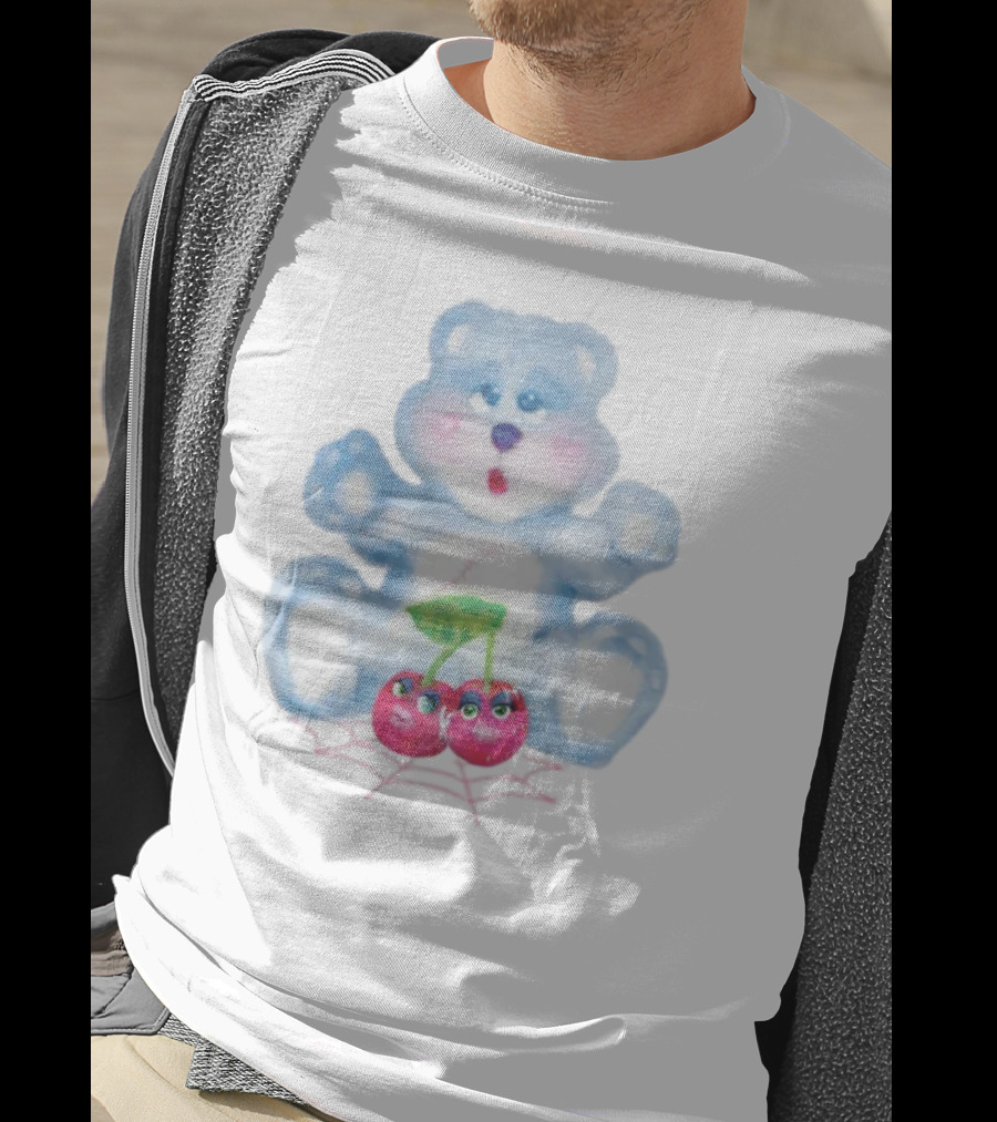 Brooke Candy Blue Teddy With Cherry And Spiderweb T-Shirt