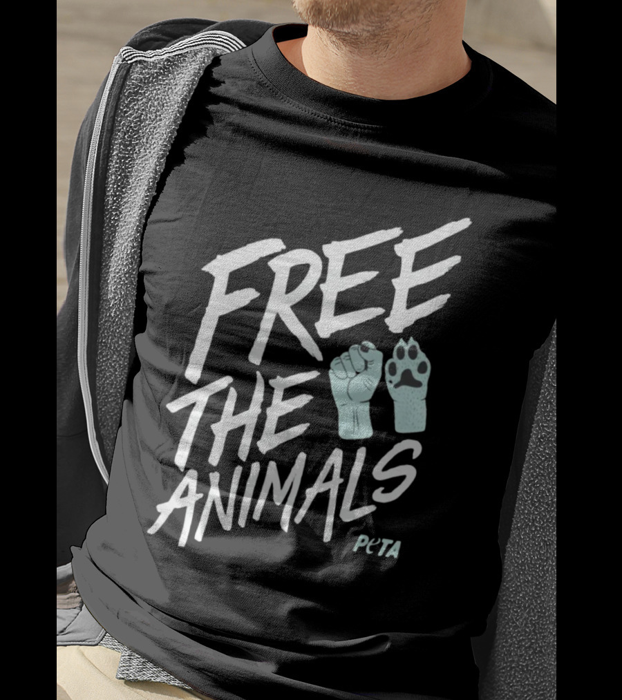 FREE THE ANIMALS PETA Fist And Paw T-Shirt