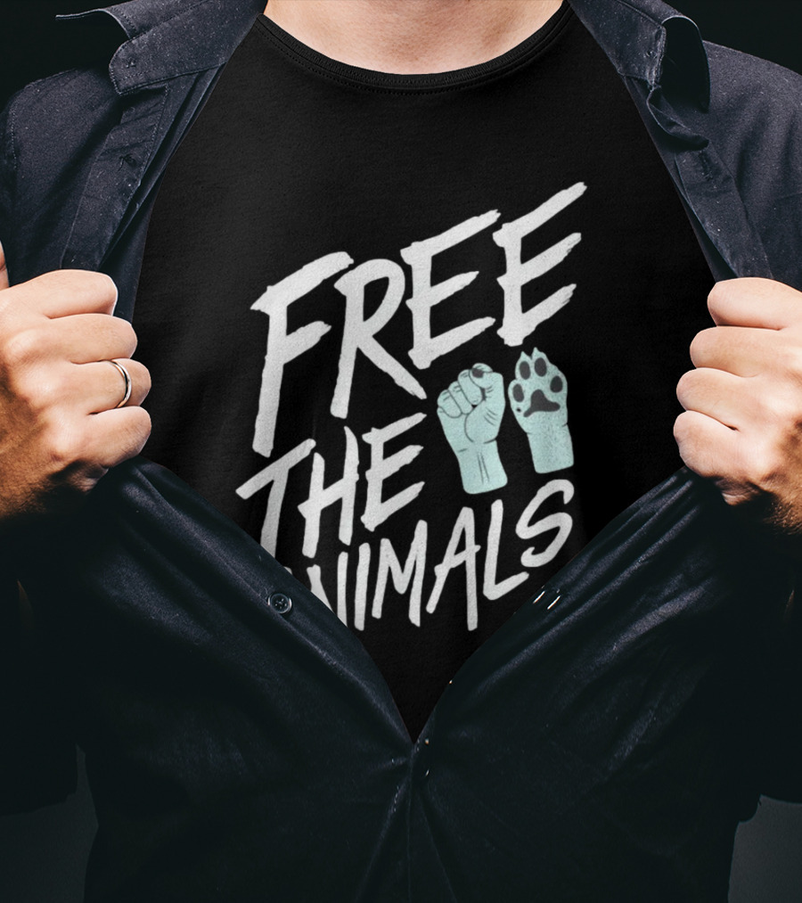 FREE THE ANIMALS PETA Fist And Paw T-Shirt
