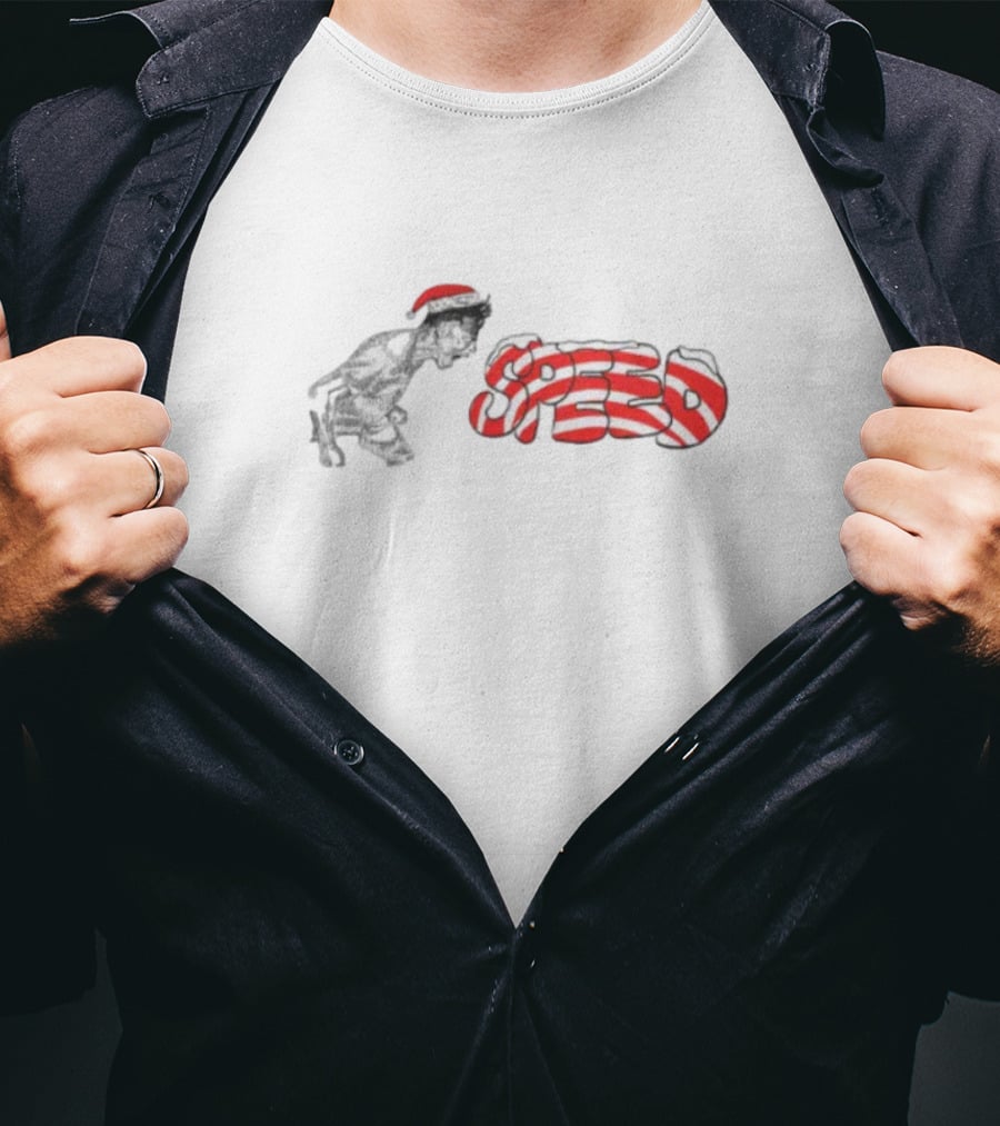 Speed Free Christmas Dog Santa Hat T-Shirt