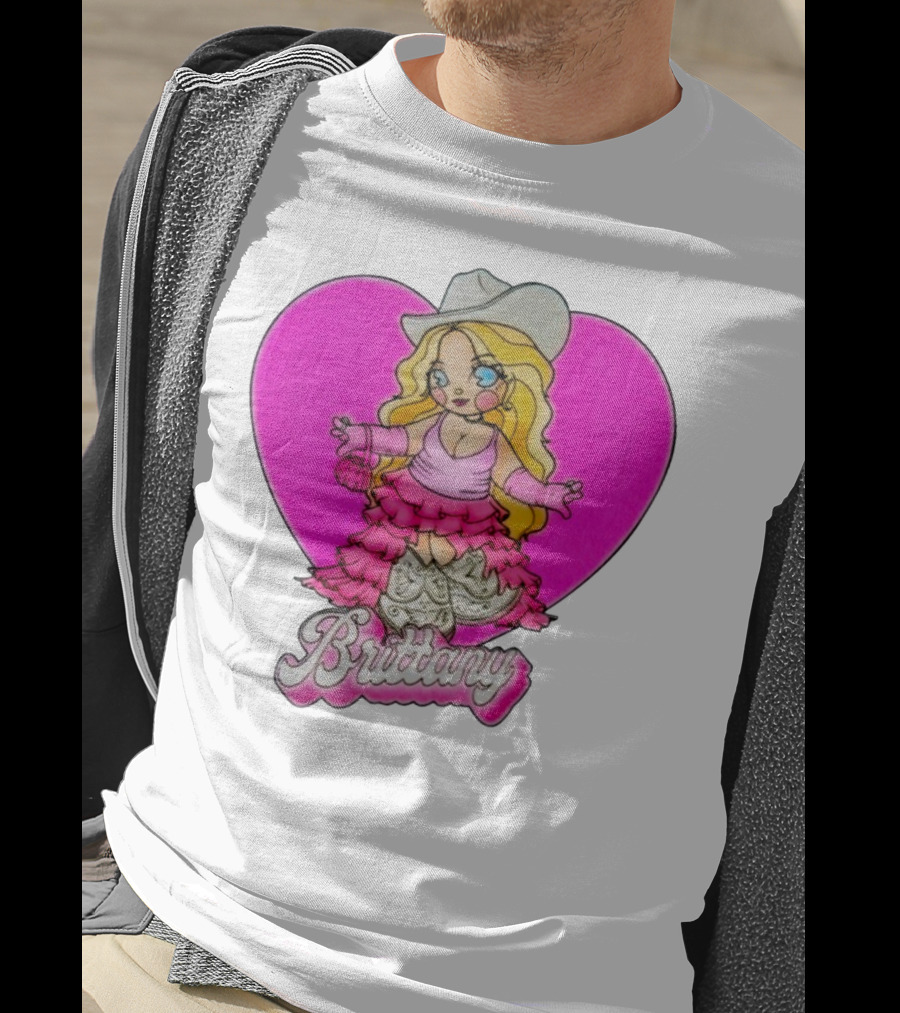 Brittany Heart Cowgirl Doll Boots Pink Ruffles Cartoon T-Shirt