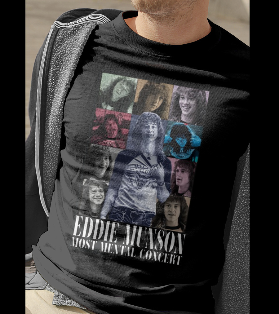 Eddie Munson Most Mental Concert Collage With Iconic Moments T-Shirt
