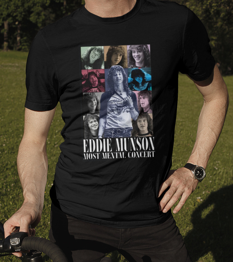 Eddie Munson Most Mental Concert Collage With Iconic Moments T-Shirt