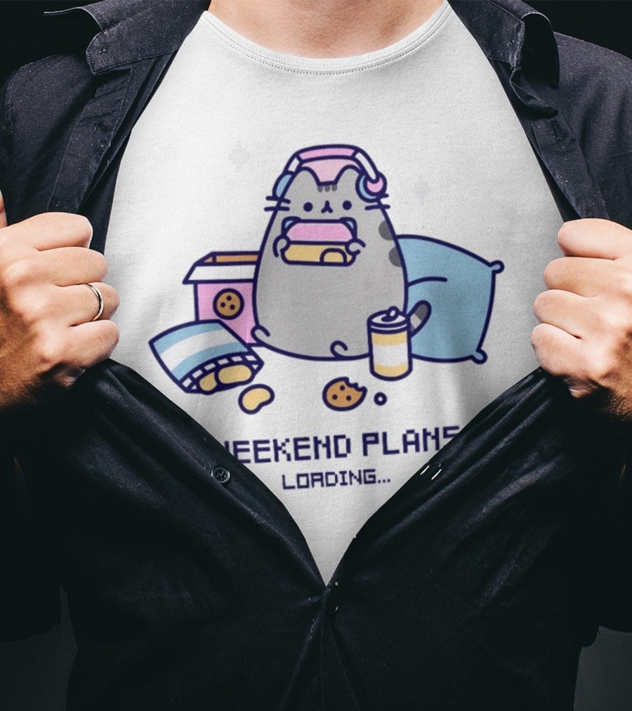 Weekend Plans Loading Pusheen Gaming Snacks Pillow T-Shirt