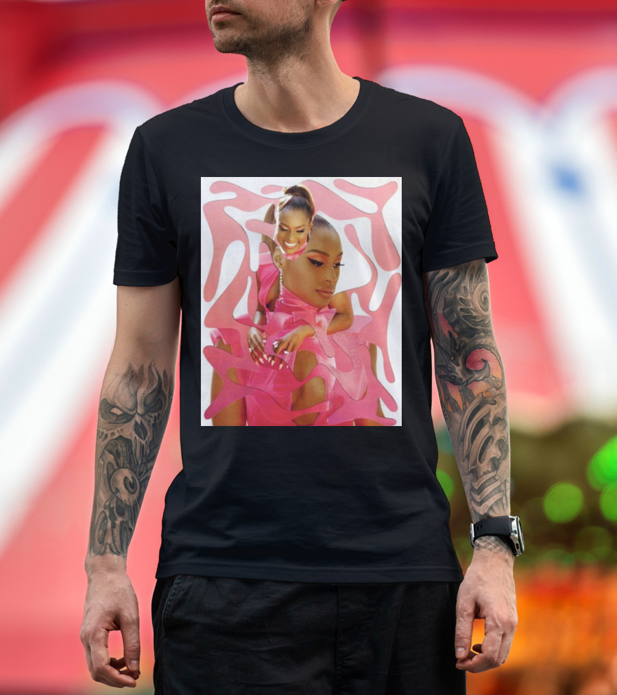 Ian Woods Issa Rae At The Barbie Fragmented Pink T-Shirt
