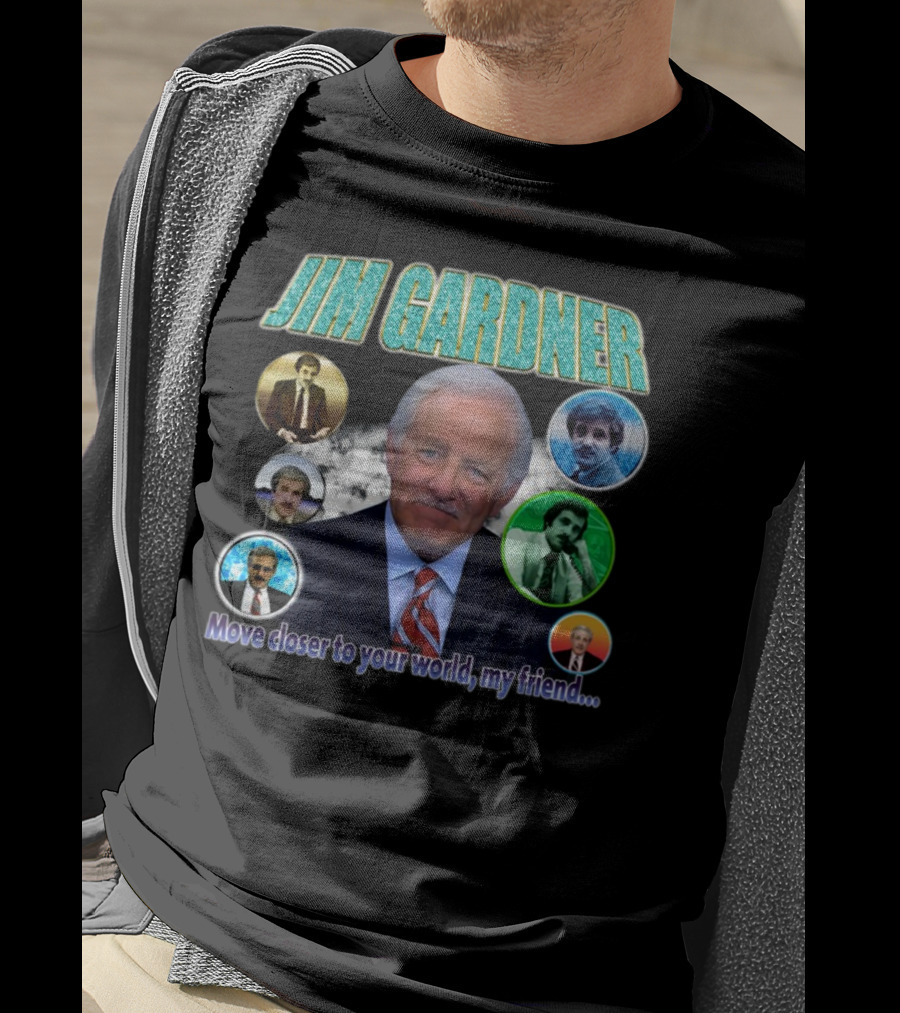 Jim Gardner Move Closer To Your World My Friend Retro Circle Montage T-Shirt