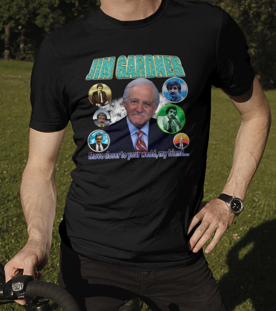 Jim Gardner Move Closer To Your World My Friend Retro Circle Montage T-Shirt