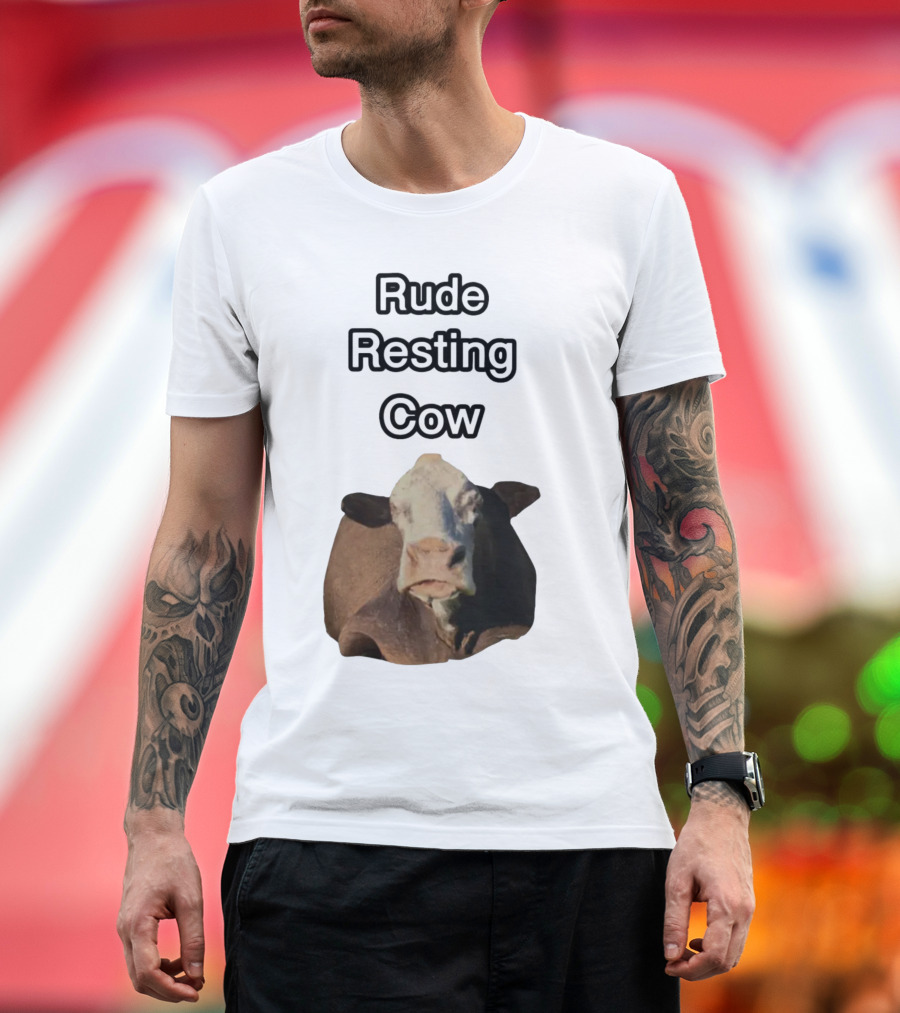 Rude Resting Cow Expression T-Shirt