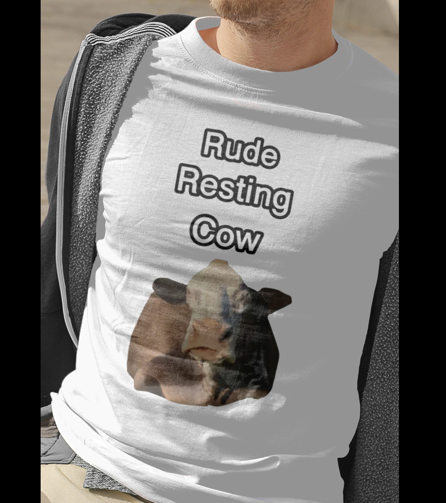 Rude Resting Cow Expression T-Shirt