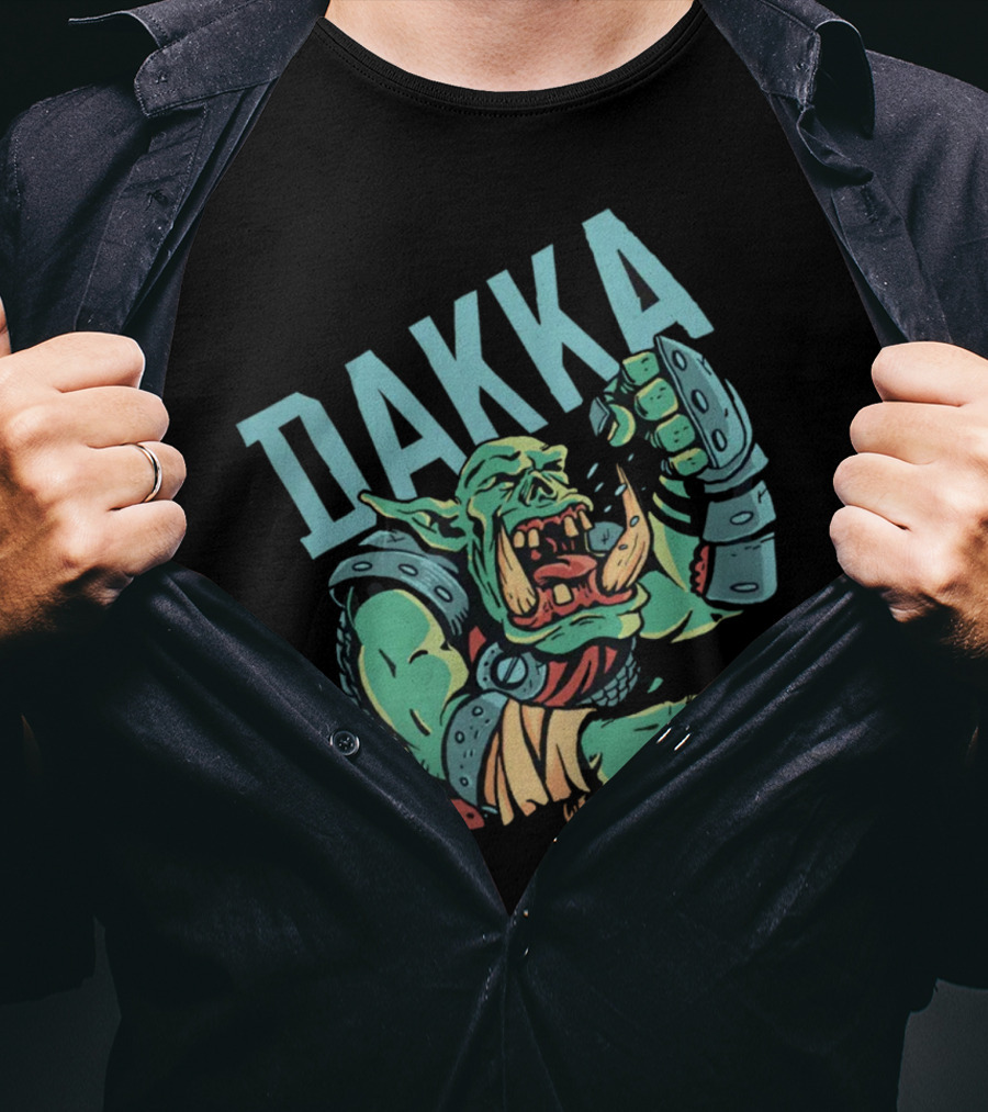 Dakka Ork Battle Cry Power Fist Armor T-Shirt