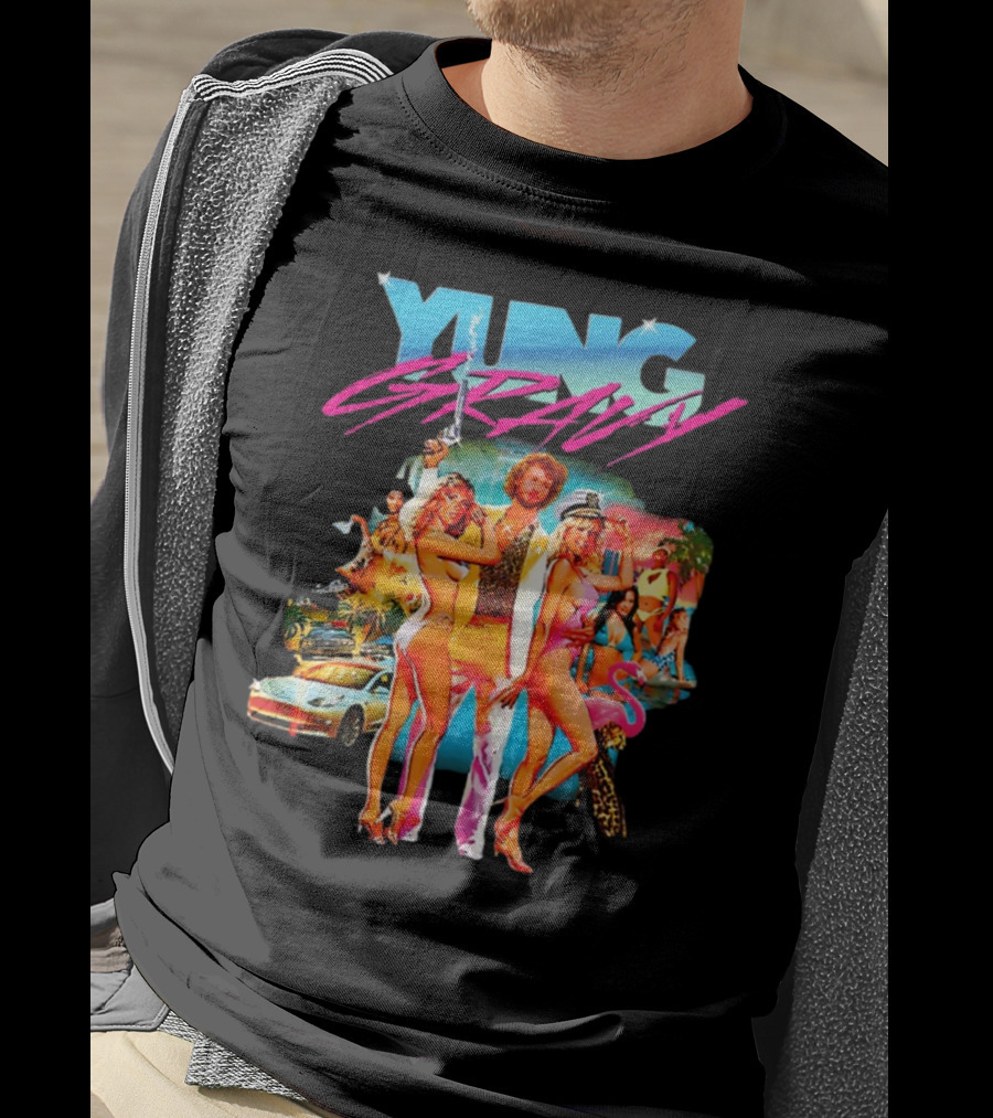 Yung Gravy Retro Miami Vice Aesthetic Vibrant Party Scene T-Shirt