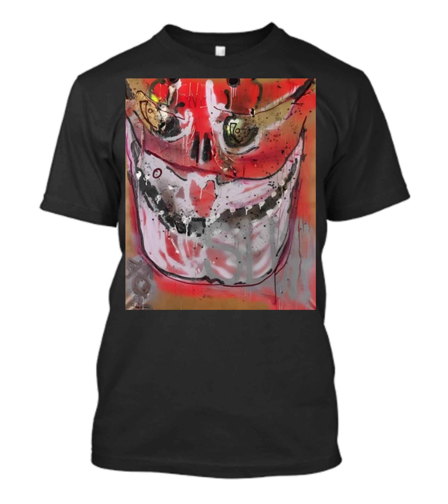 Mutant Ochre Skull Graffiti Drip T-Shirt