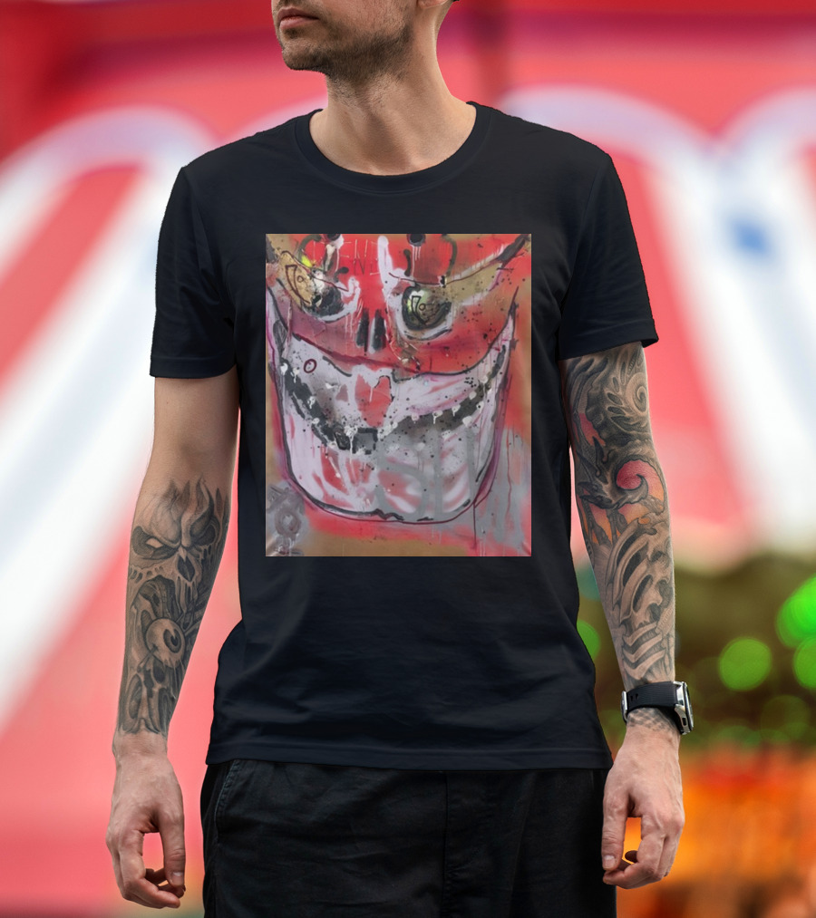 Mutant Ochre Skull Graffiti Drip T-Shirt