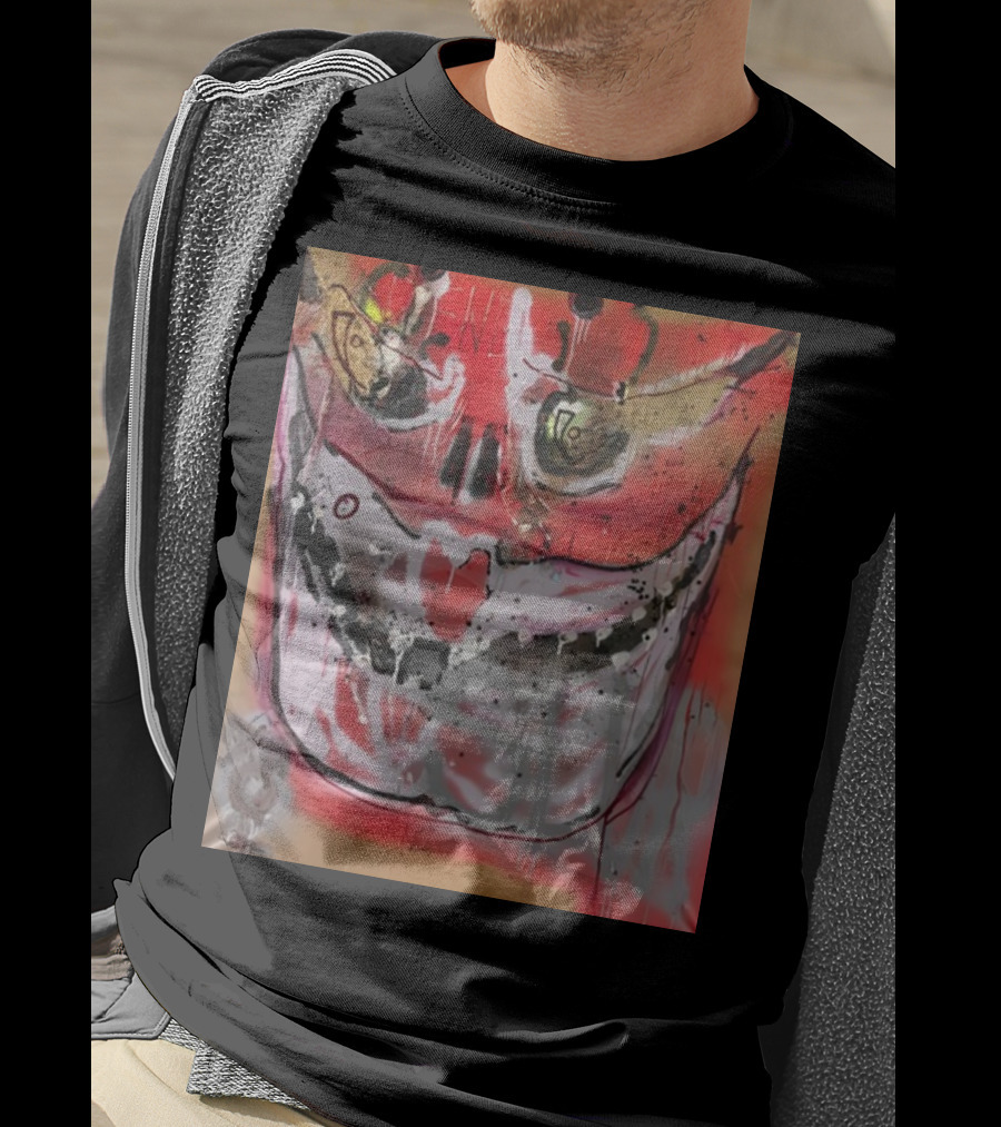 Mutant Ochre Skull Graffiti Drip T-Shirt