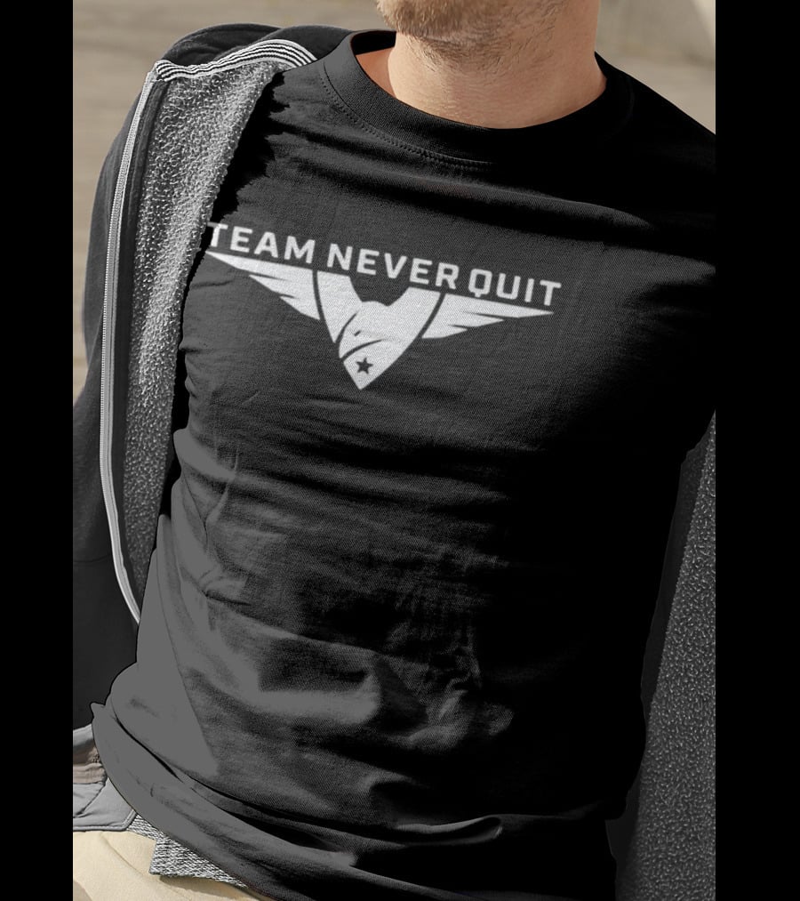 Team Never Quit Eagle Wings Logo With Star Badge T-Shirt