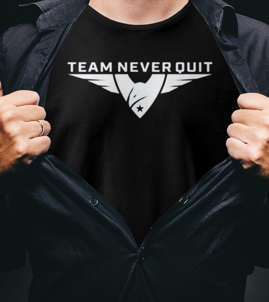 Team Never Quit Eagle Wings Logo With Star Badge T-Shirt