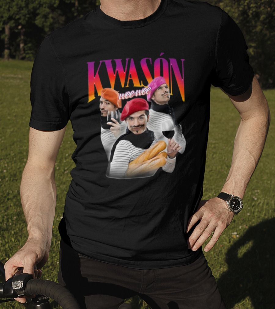 KWASÓN Wee Wee Baguette Trio With Wine And Beret T-Shirt