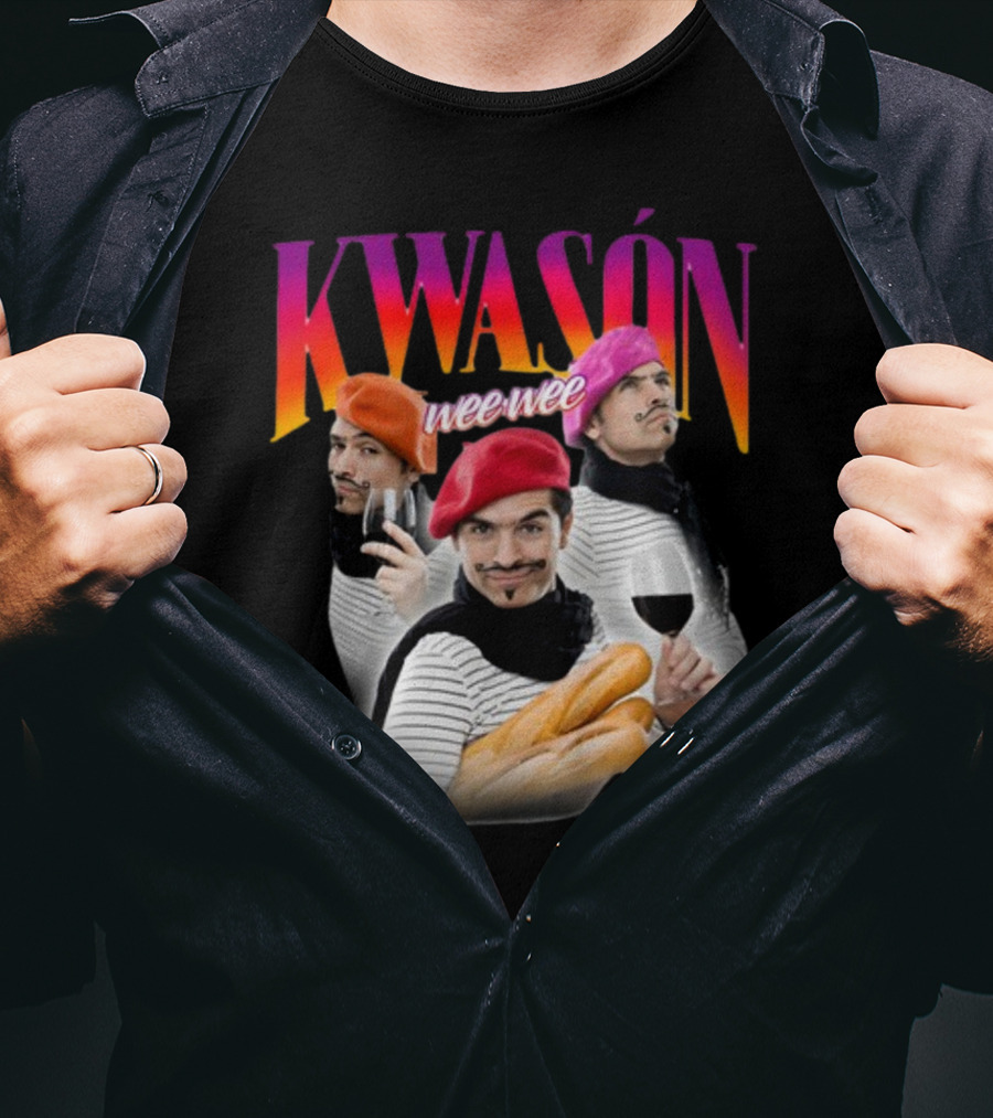 KWASÓN Wee Wee Baguette Trio With Wine And Beret T-Shirt