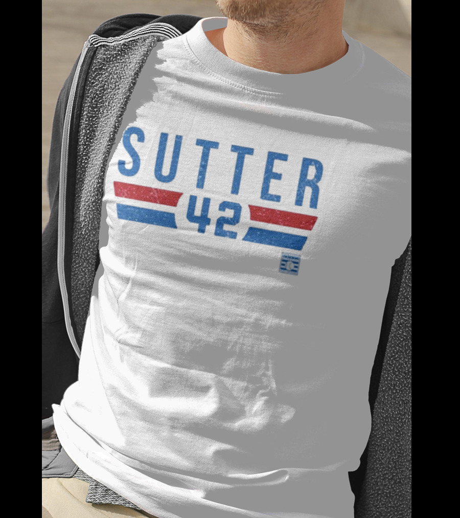 Sutter 42 Blue And Red Stripes National Baseball Hall Of Fame Museum T-Shirt