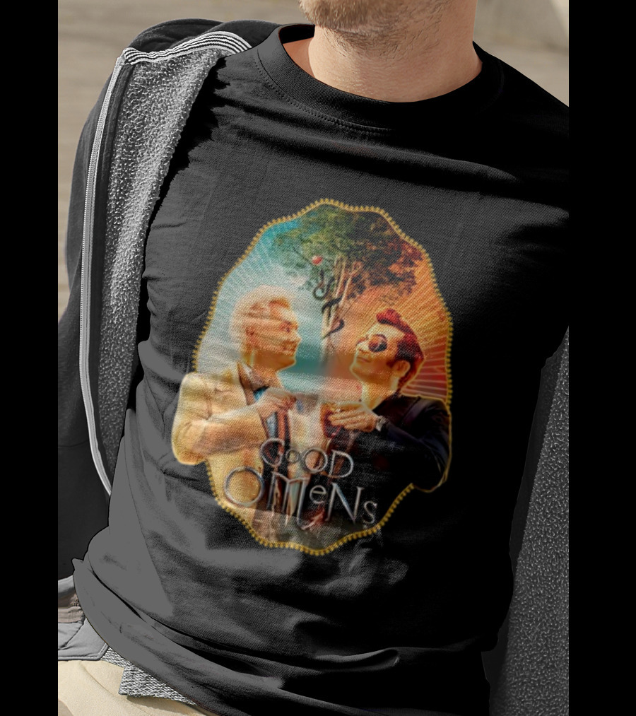 Good Omens A Toast To The World With Angel And Demon Under Tree T-Shirt