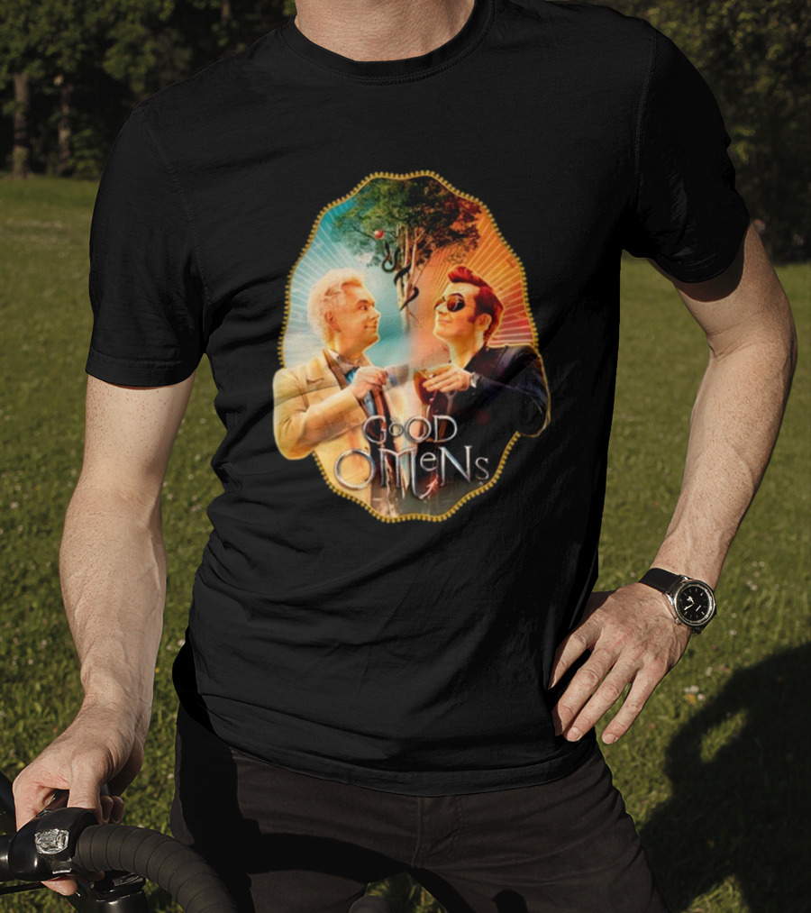 Good Omens A Toast To The World With Angel And Demon Under Tree T-Shirt