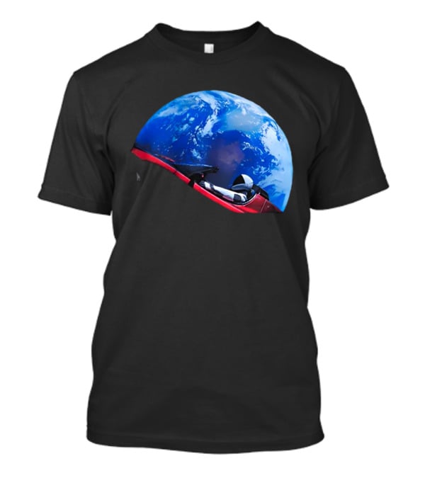 Spacex Starman In Tesla Roadster Orbiting Earth T-Shirt