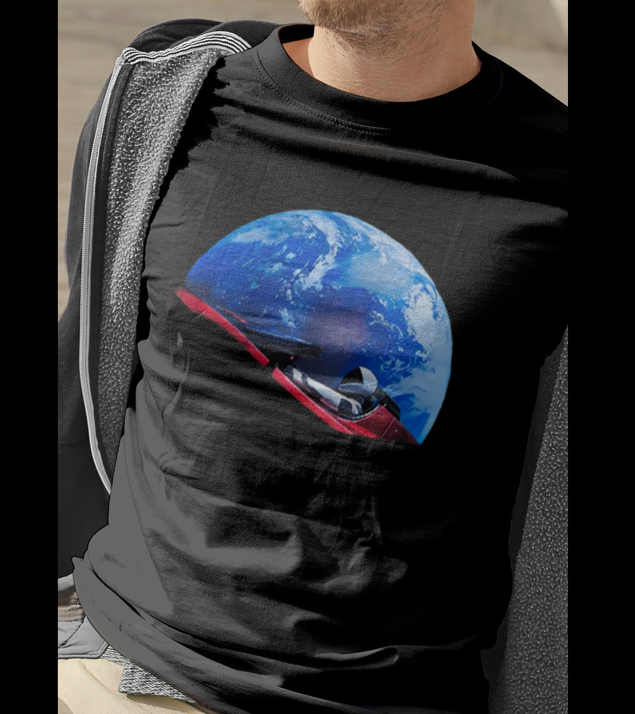 Spacex Starman In Tesla Roadster Orbiting Earth T-Shirt