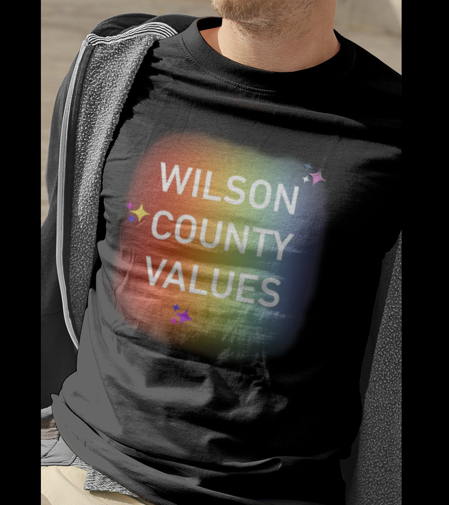 WILSON COUNTY VALUES Rainbow Colors With Stars T-Shirt