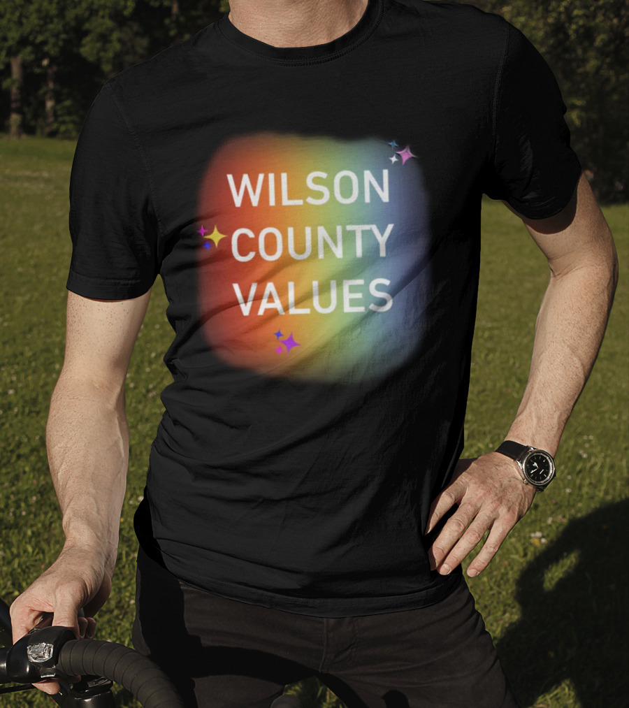 WILSON COUNTY VALUES Rainbow Colors With Stars T-Shirt