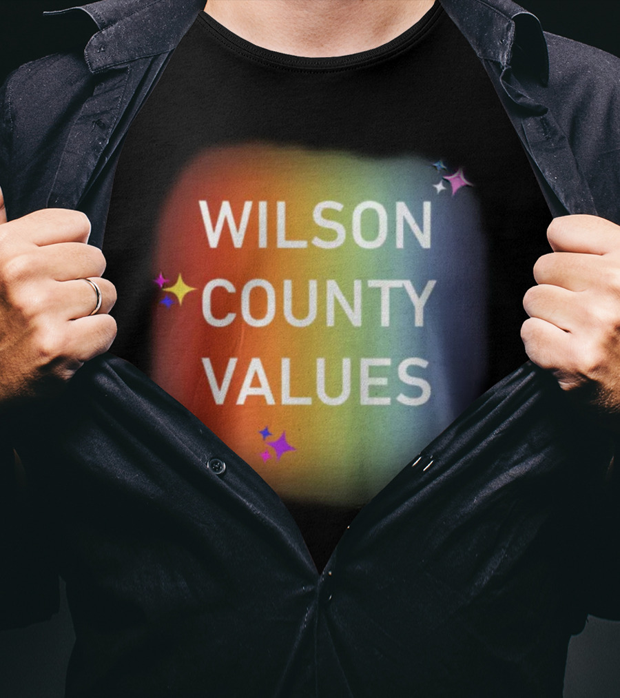WILSON COUNTY VALUES Rainbow Colors With Stars T-Shirt