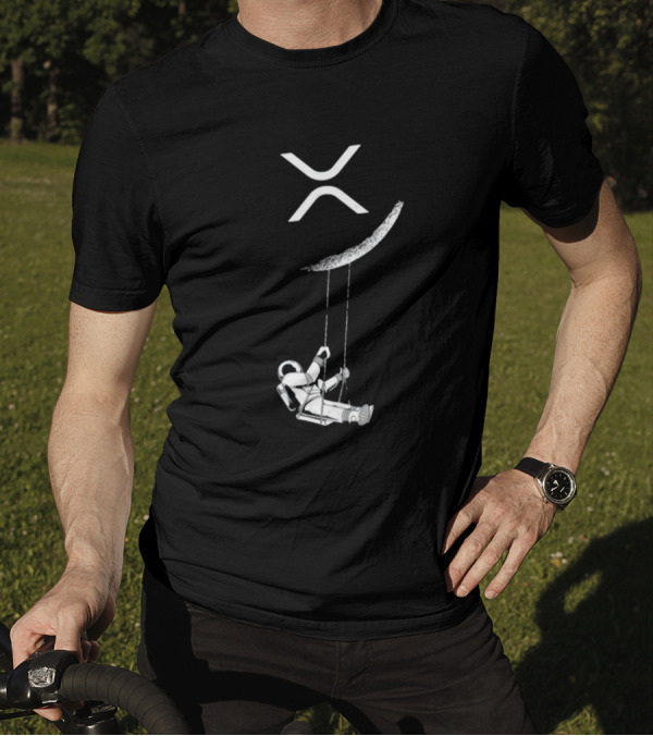 Lyndsey XRP Blockchain Cryptocurrency Community Astronaut Swinging On Moon T-Shirt