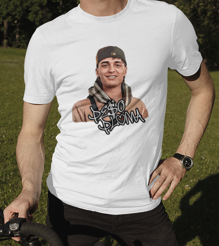 Peso Pluma Character Illustration With Baseball Cap And Scarf T-Shirt